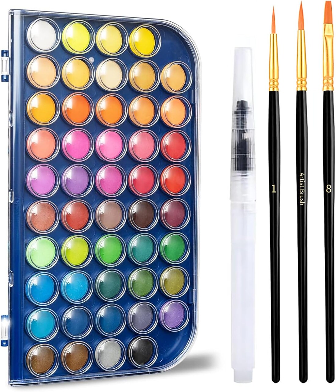 Watercolor Paint Set, 48 Colors Non toxic Watercolor Paint with a Brush Refillable a Water Brush Pen and Palette